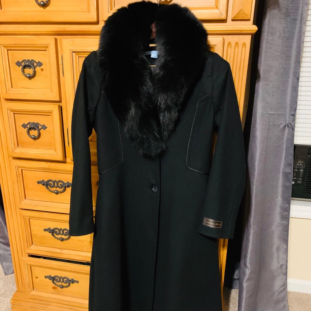 Black ankle length coat.